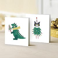 UNICEF Christmas greeting cards, 'An Unlikely Pair' (pack of 10) - UNICEF Christmas Greeting Cards (pack of 10)