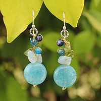 Aquamarine cluster earrings,