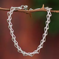 Silver link bracelet Zigzag Lace Peru