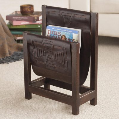 Cedar and leather magazine rack, Leisure