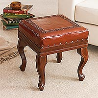 Featured review for Leather and wood ottoman, Century