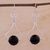 Obsidian dangle earrings, 'Andean Moon' - Handmade Sterling Silver Dangle Obsidian Earrings (image 2) thumbail