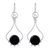 Obsidian dangle earrings, 'Andean Moon' - Handmade Sterling Silver Dangle Obsidian Earrings thumbail