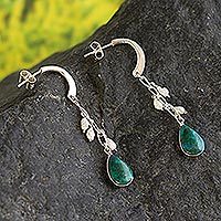 Pearl and chrysocolla dangle earrings,