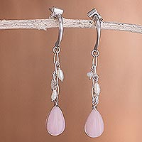 Pearl and pink opal dangle earrings Sweet Perfection Peru