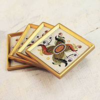 Glass coasters Colonial Sand set of 4 Peru