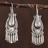 Sterling silver chandelier earrings Filigree Grace Peru