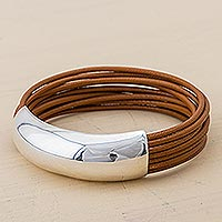 Leather wristband bracelet Chestnut Free Spirit Peru
