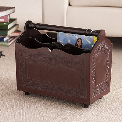 Cedar and leather magazine rack, Ancestral Guard