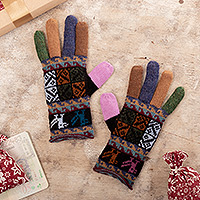 100% alpaca gloves, Autumn Songbirds