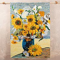 Wool tapestry, 'My Dream Flowers' - Artisan Crafted Floral Wool Tapestry Wall Hanging
