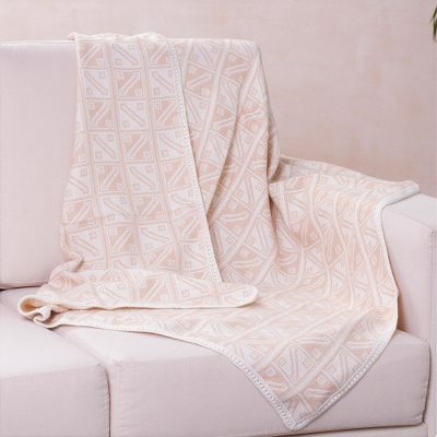 Alpaca blend throw blanket, Hypnotic Inca in Tan