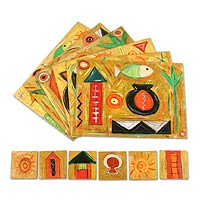 Placemats and coasters Fish Journeys set for 6 Peru