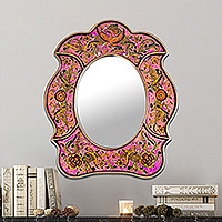 Mirror, 'Garden of Love' - Hand Made Reverse Painted Glass Mirror