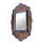 Mirror, 'Pretty in Blue' - Floral Blue Mirror Charming Artisan Reverse Painted Glass (image 2c) thumbail