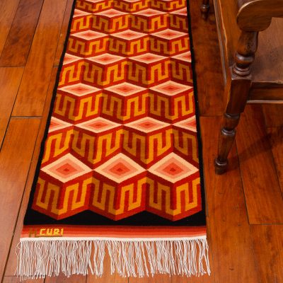 Wool rug, 'Cubic Illusion' (2x5.5) - Wool rug (2x5.5)