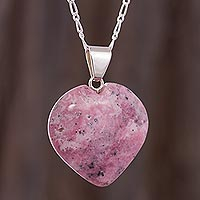 Rhodonite heart necklace Petal Heart Peru