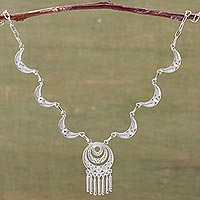 Sterling silver filigree necklace Andean Moons Peru