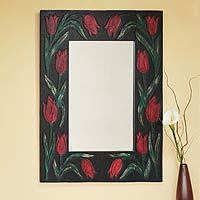 Leather wall mirror,