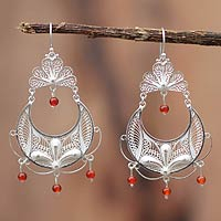 Carnelian filigree earrings Dewdrops Peru