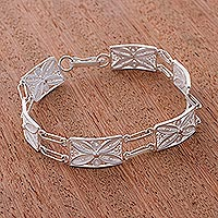 Silver link bracelet Butterfly Daisy Peru