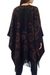 Reversible alpaca blend ruana cloak, 'Mocha Blossom' - Fair Trade Womens Floral Alpaca Wool Wrap Ruana (image 2d) thumbail