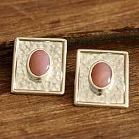 Rose quartz clip-on earrings,