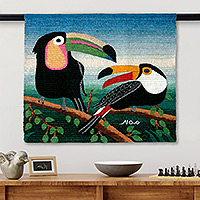 Wool tapestry, 'Two Toucans' - Hand Made Wool Tapestry from Peru