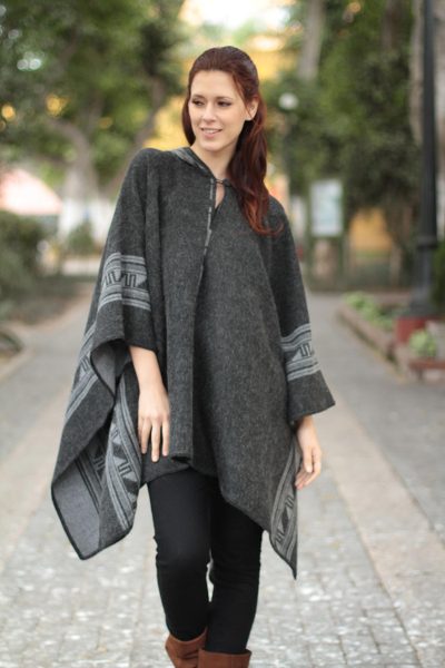Reversible alpaca blend poncho, Legacy