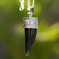Obsidian pendant necklace,