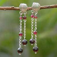Garnet waterfall earrings,