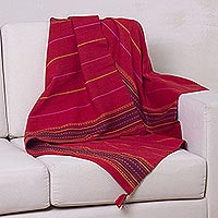 Alpaca blend throw blanket, 'Red Butterfly' - Alpaca Wool Blend Red Throw Blanket