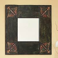 Leather mirror,
