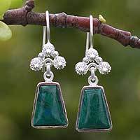 Chrysocolla flower earrings,