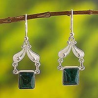 Chrysocolla filigree earrings,