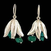 Chrysocolla flower earrings,
