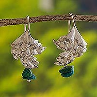 Chrysocolla flower earrings,
