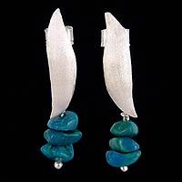 Chrysocolla cluster earrings,
