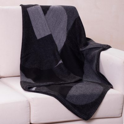 Alpaca blend throw blanket, Black Luxurious Geometry