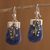 Sodalite dangle earrings, 'Renewal' - Unique Sterling Silver and Sodalite Dangle Earrings thumbail