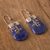 Sodalite dangle earrings, 'Renewal' - Unique Sterling Silver and Sodalite Dangle Earrings (image 2b) thumbail