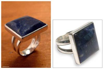 Hand Made Fine Silver Sodalite Cocktail Ring