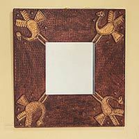 Leather mirror,