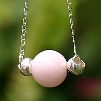 Rose calcite pendant necklace,