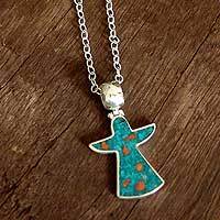 Chrysocolla pendant necklace,