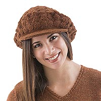 Artisan Crafted Alpaca Wool Cap,'Chestnut Cap'