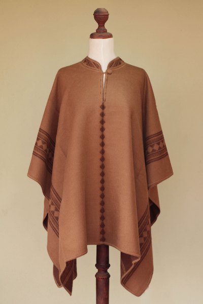 Reversible alpaca blend poncho, Andean Earth