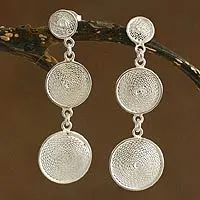 Silver filigree dangle earrings,