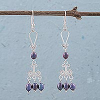 Pearl chandelier earrings Iridescent Black Peru