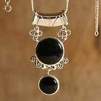 Obsidian pendant necklace,
